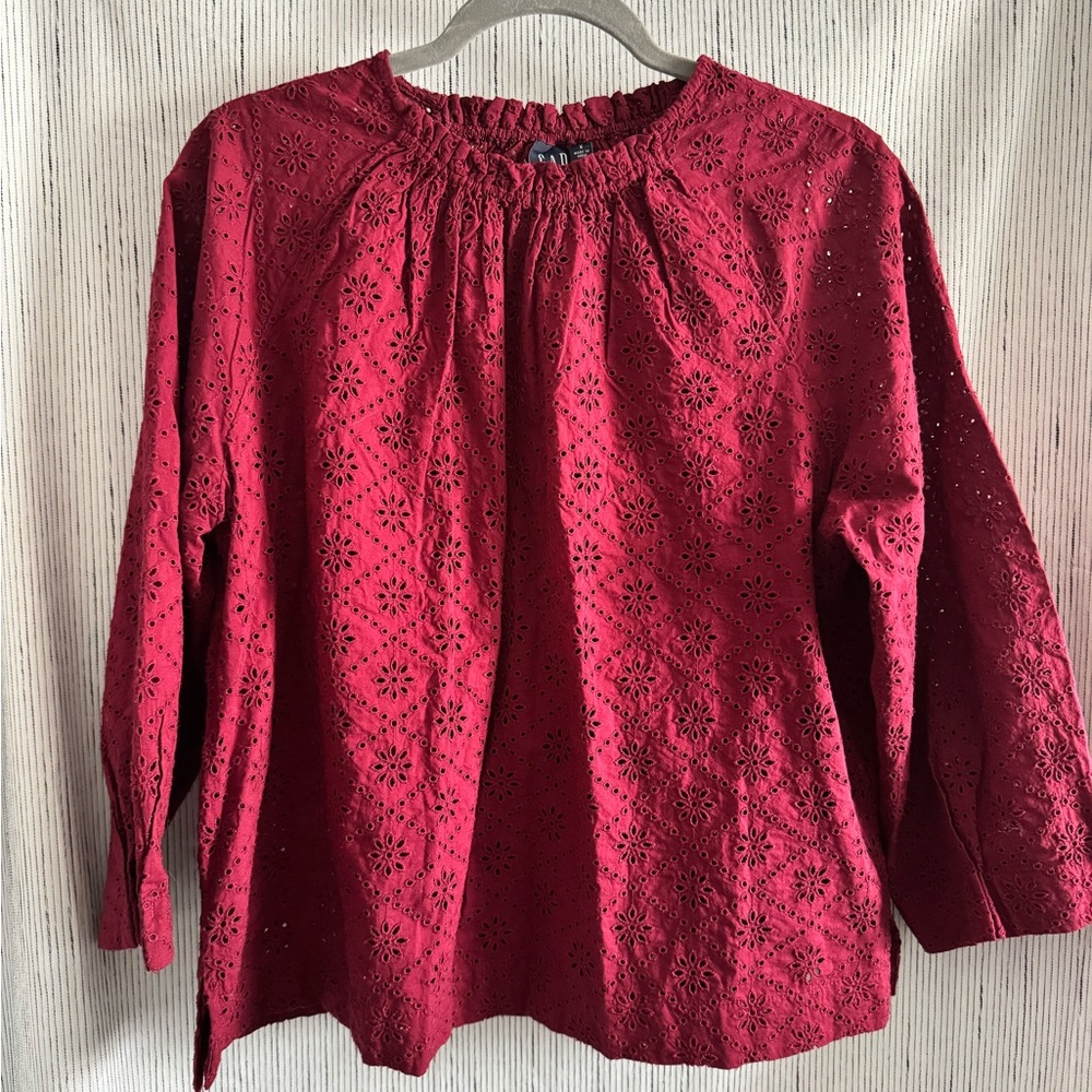 GAP Burgundy Eyelet Women's Blouse